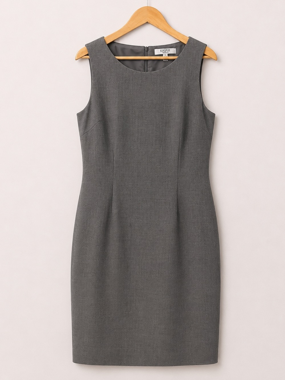 Kasper Gray Sheath Dress Size 10 Career Office Workwear Sleeveless